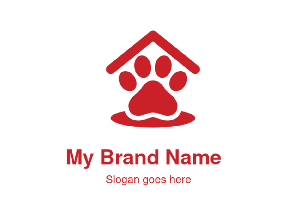 Red Paw Print in Pet House Logo – Perfect for Pet Care, Veterinary Clinics, and Animal Shelter Branding